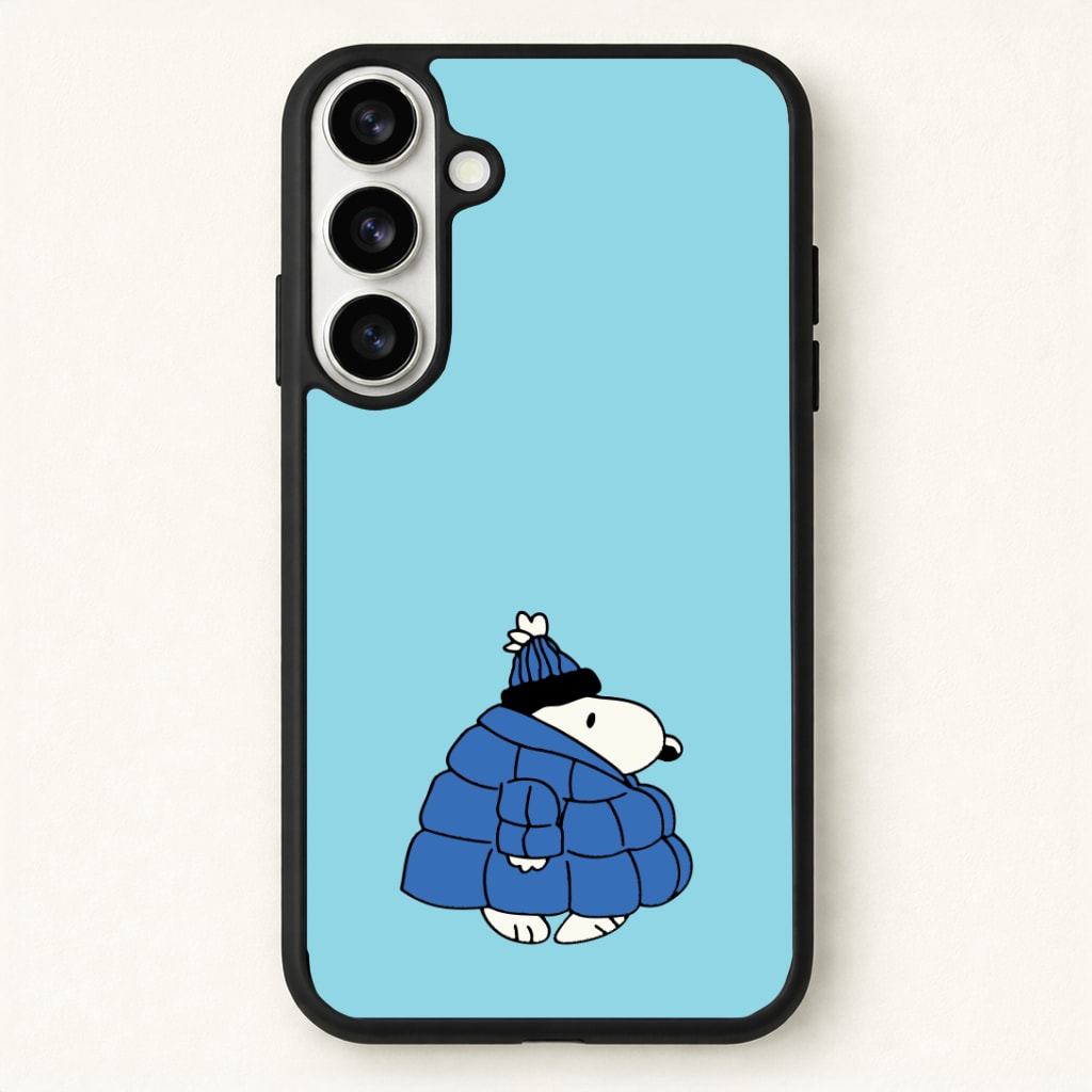 Cartoon Beagle Puffer Jacket Blue Phone Case for Galaxy S26