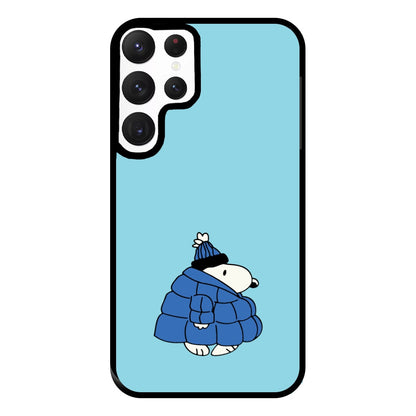 Cartoon Beagle Puffer Jacket Blue Phone Case for Galaxy S22 Ultra