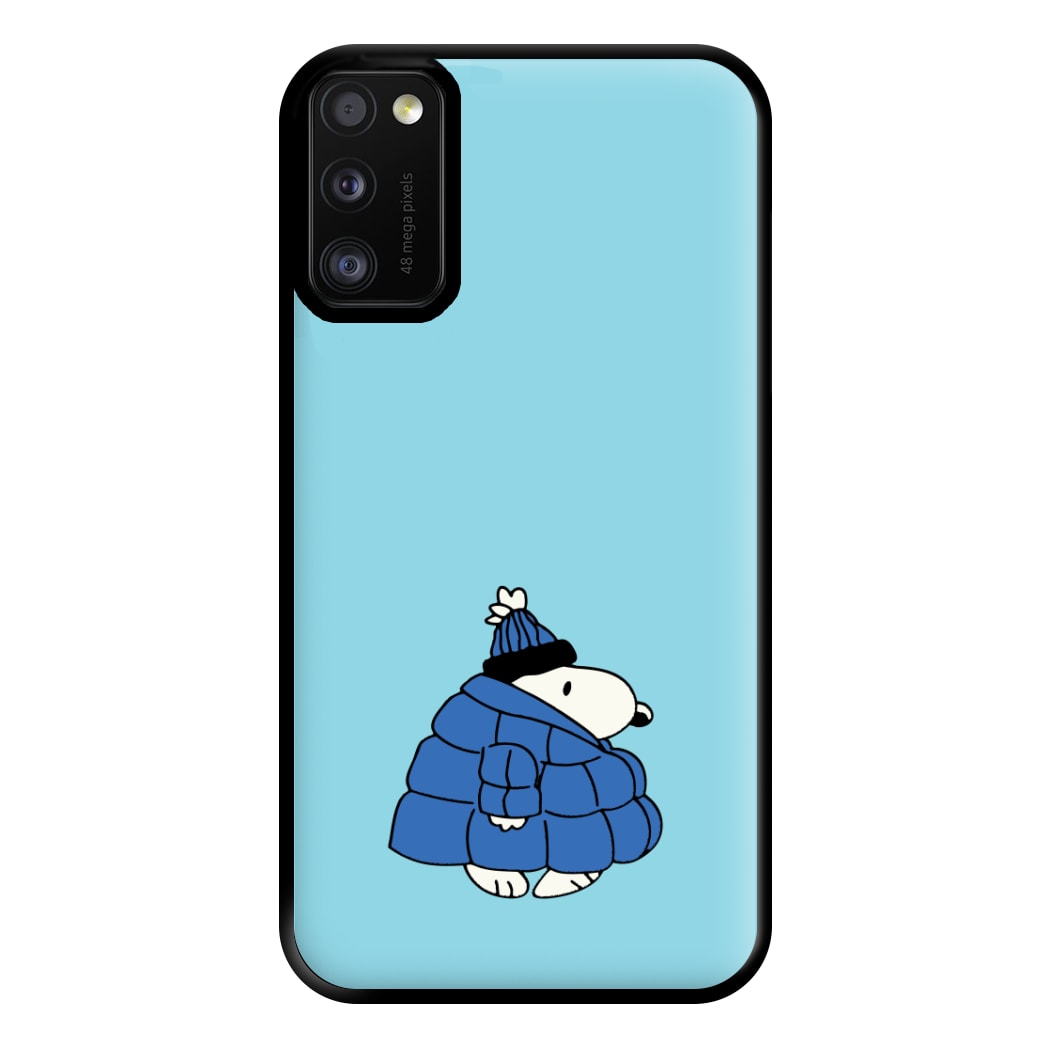 Cartoon Beagle Puffer Jacket Blue Phone Case for Galaxy A41