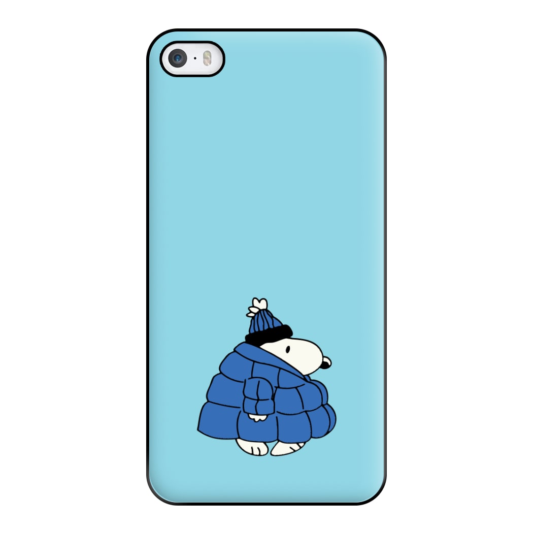 Cartoon Beagle Puffer Jacket Blue Phone Case for iPhone 5 / 5s / SE 2016