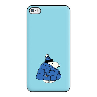 Cartoon Beagle Puffer Jacket Blue Phone Case for iPhone 5 / 5s / SE 2016