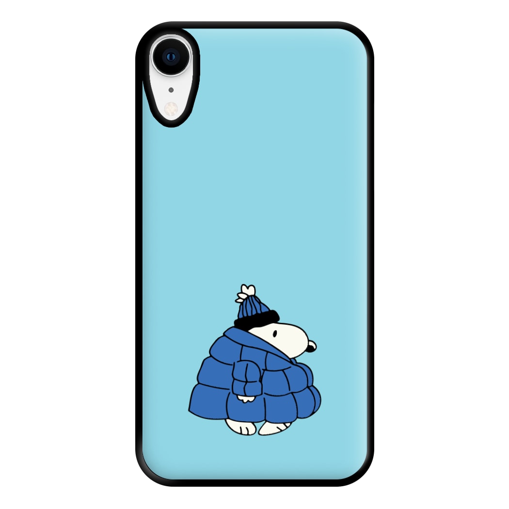 Cartoon Beagle Puffer Jacket Blue Phone Case for iPhone XR