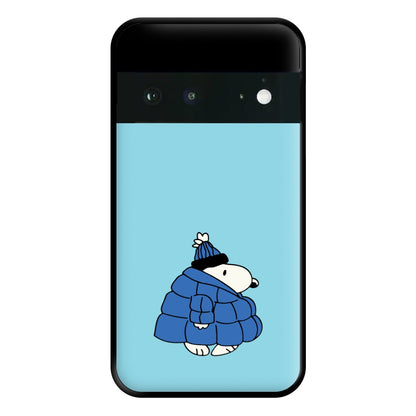 Cartoon Beagle Puffer Jacket Blue Phone Case for Google Pixel 6a