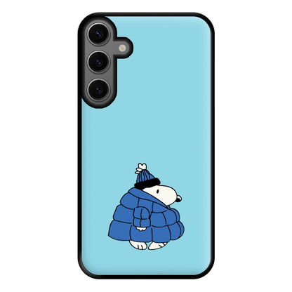 Cartoon Beagle Puffer Jacket Blue Phone Case for Galaxy S23FE