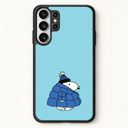 Cartoon Beagle Puffer Jacket Blue Phone Case for Galaxy S26 Ultra