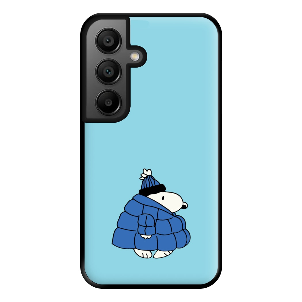 Cartoon Beagle Puffer Jacket Blue Phone Case for Galaxy A56