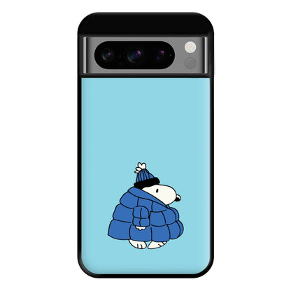 Cartoon Beagle Puffer Jacket Blue Phone Case for Google Pixel 8 Pro