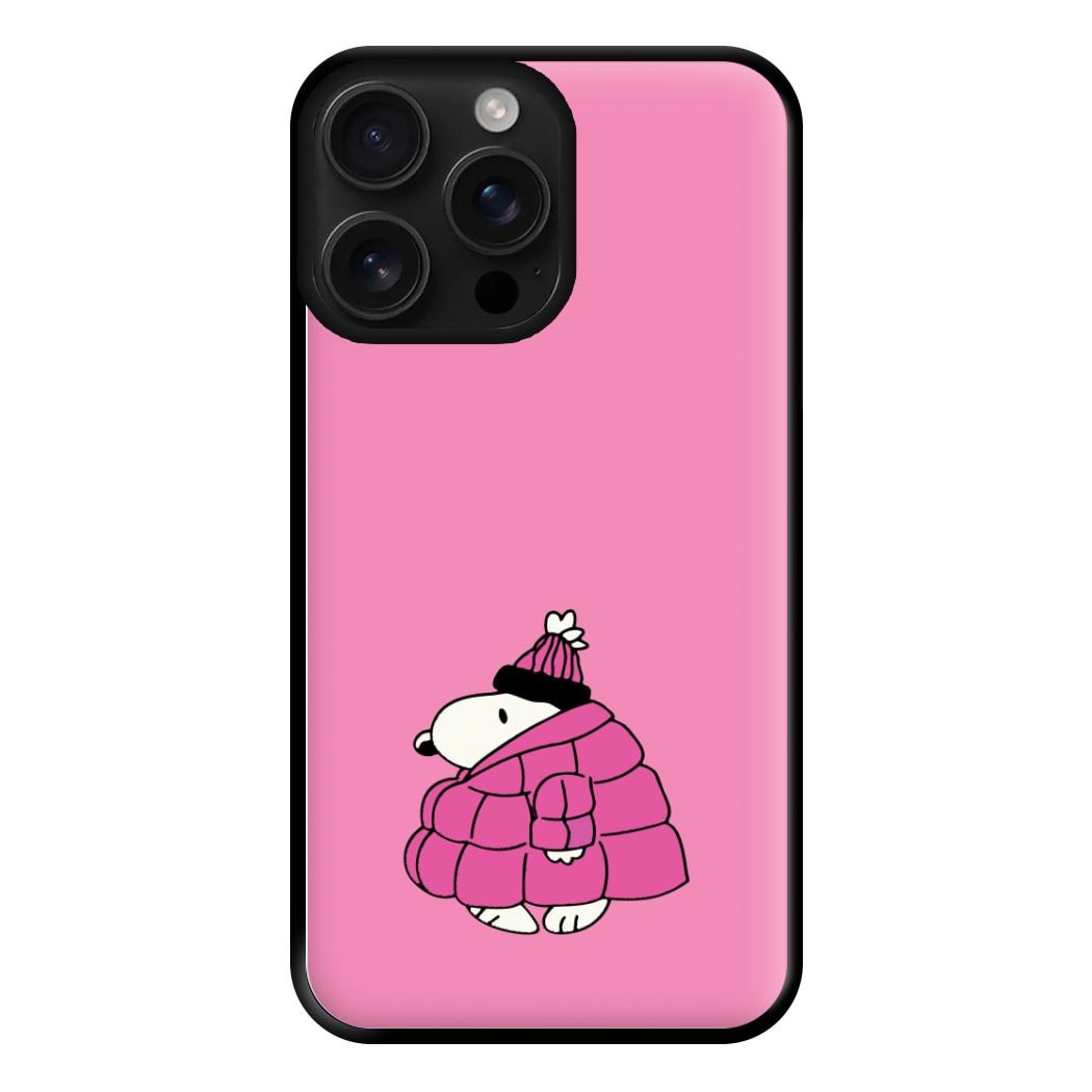 Cartoon Beagle Puffer Jacket Pink Phone Case
