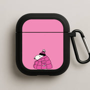 Cartoon Beagle Puffer Jacket Pink AirPods Case 1