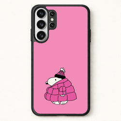 Cartoon Beagle Puffer Jacket Pink Phone Case for Galaxy S26 Ultra