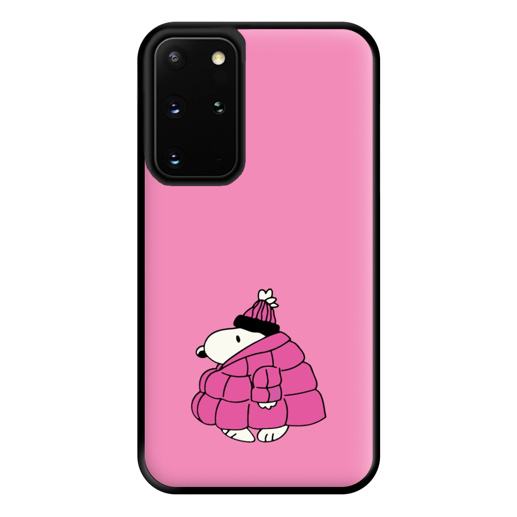 Cartoon Beagle Puffer Jacket Pink Phone Case for Galaxy S20 Plus