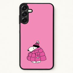 Cartoon Beagle Puffer Jacket Pink Phone Case for Galaxy A57