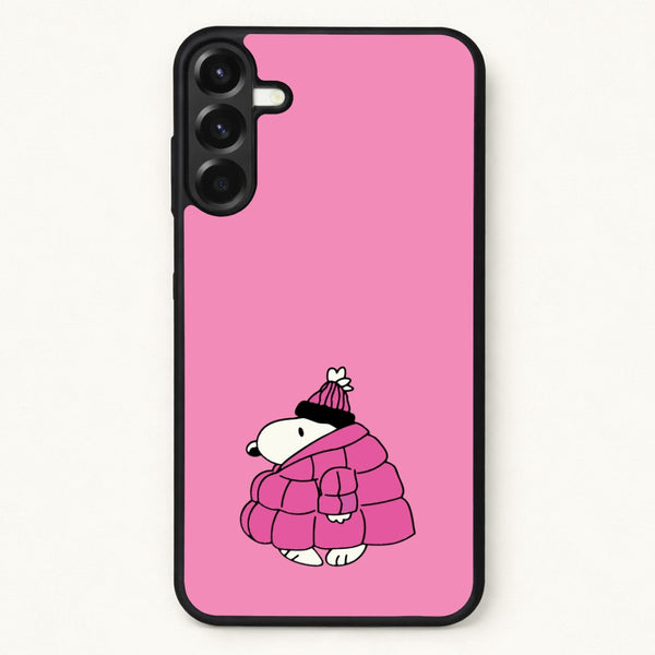 Cartoon Beagle Puffer Jacket Pink Phone Case for Galaxy A57