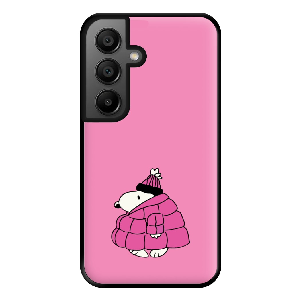 Cartoon Beagle Puffer Jacket Pink Phone Case for Galaxy A56