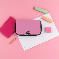 Cartoon Beagle Puffer Jacket Pink Pencil Case