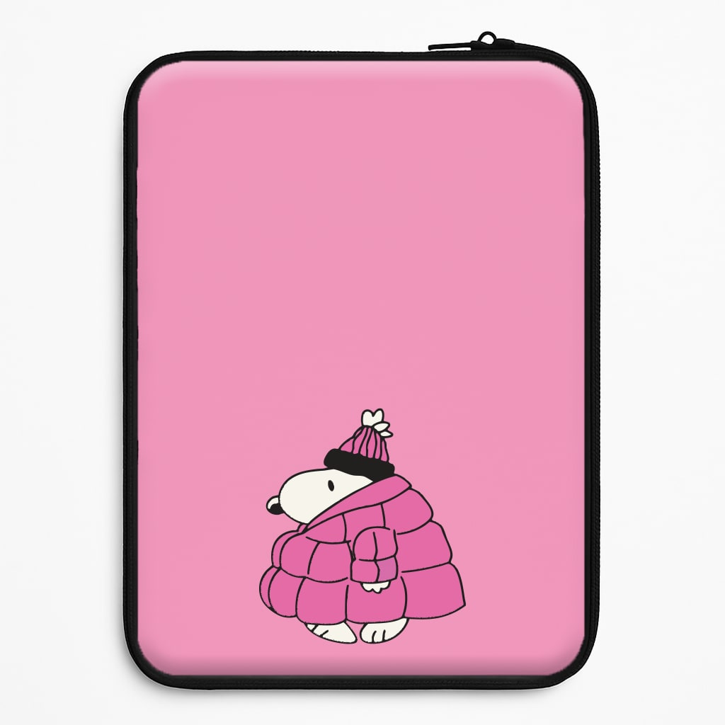 Cartoon Beagle Puffer Jacket Pink Universal Laptop Sleeve