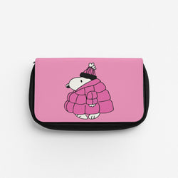 Cartoon Beagle Puffer Jacket Pink Pencil Case
