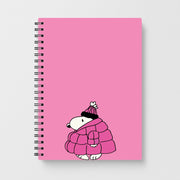 Cartoon Beagle Puffer Jacket Pink Notebook 1