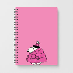 Cartoon Beagle Puffer Jacket Pink Notebook