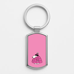 Cartoon Beagle Puffer Jacket Pink Silver Keyring