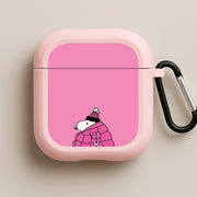 Cartoon Beagle Puffer Jacket Pink AirPods Case 4