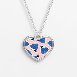 Cartoon Beagle Puffer Jacket Pattern Heart Necklace