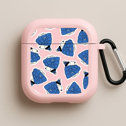 Cartoon Beagle Puffer Jacket Pattern Pink AirPods Case