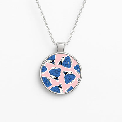 Cartoon Beagle Puffer Jacket Pattern Circle Necklace
