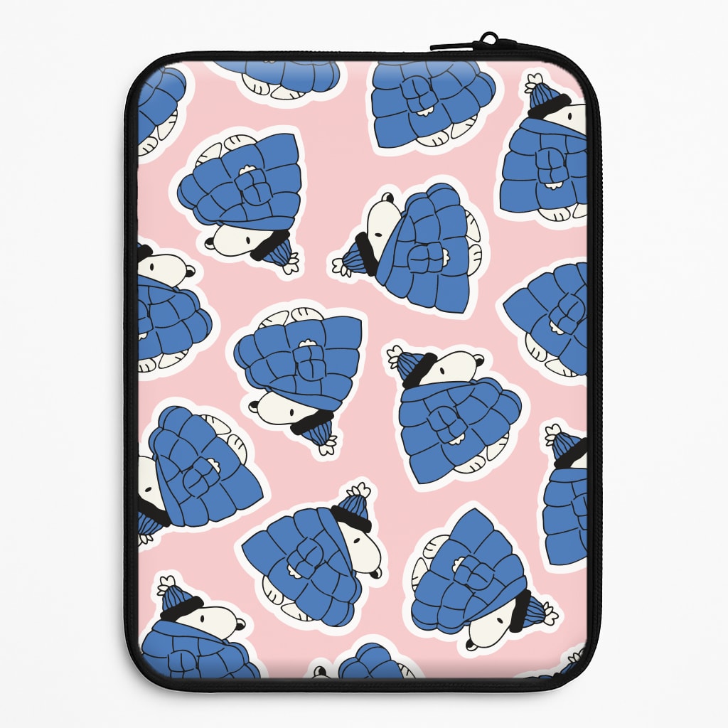 Cartoon Beagle Puffer Jacket Pattern Laptop Sleeve