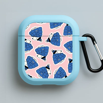Cartoon Beagle Puffer Jacket Pattern Blue AirPods Case