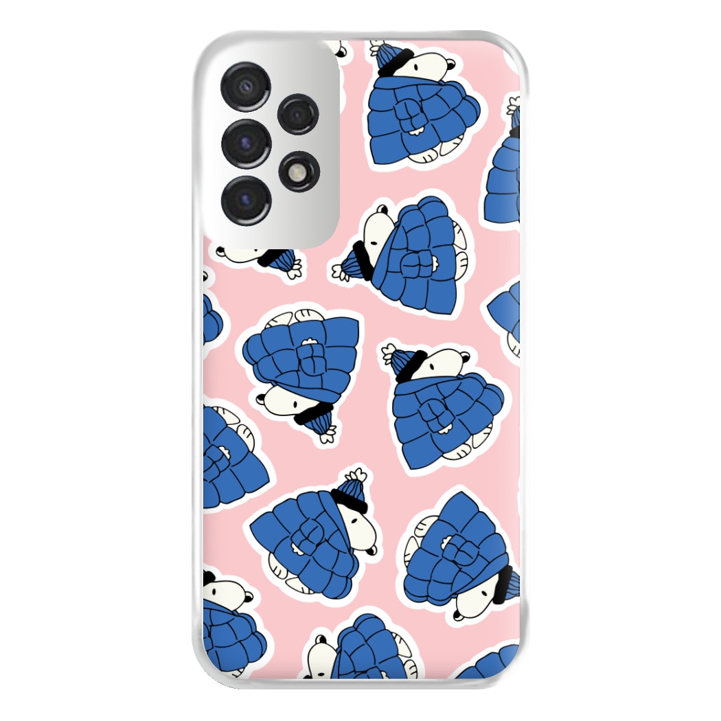 Cartoon Beagle Puffer Jacket Pattern Phone Case for Galaxy A53