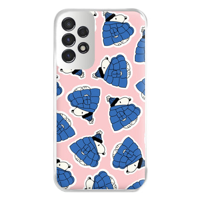 Cartoon Beagle Puffer Jacket Pattern Phone Case for Galaxy A53