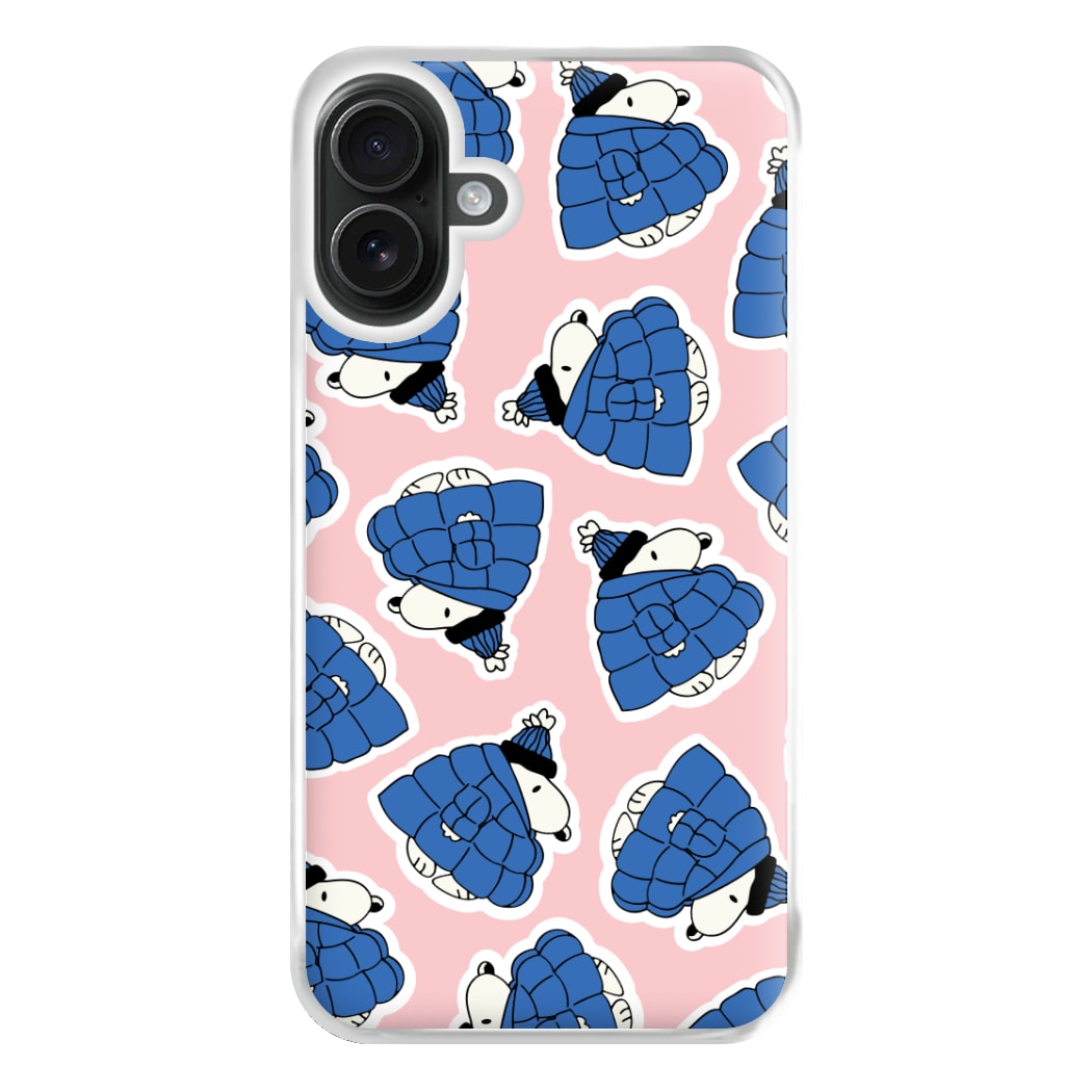 Cartoon Beagle Puffer Jacket Pattern Phone Case for iPhone 16 Plus