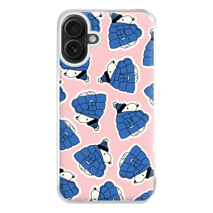 Cartoon Beagle Puffer Jacket Pattern Phone Case for iPhone 16 Plus