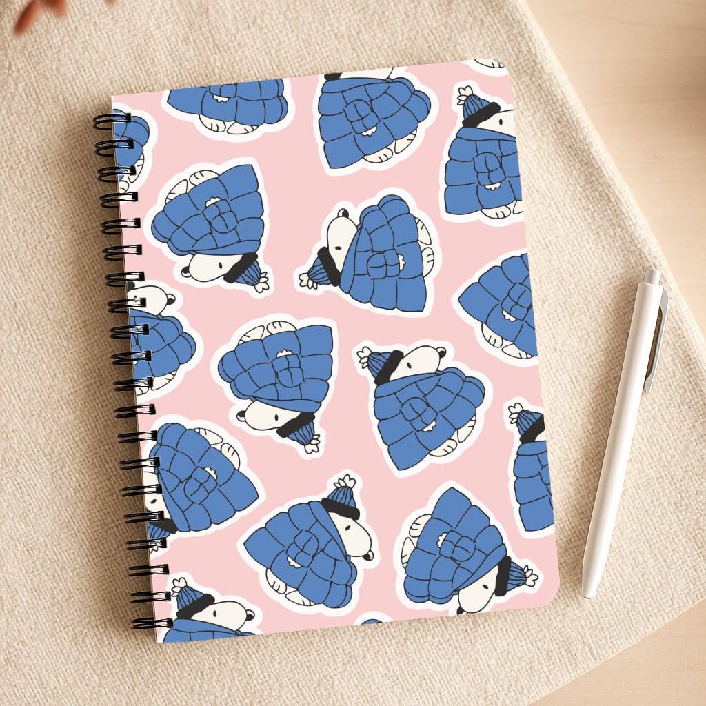 Cartoon Beagle Puffer Jacket Pattern Notepad