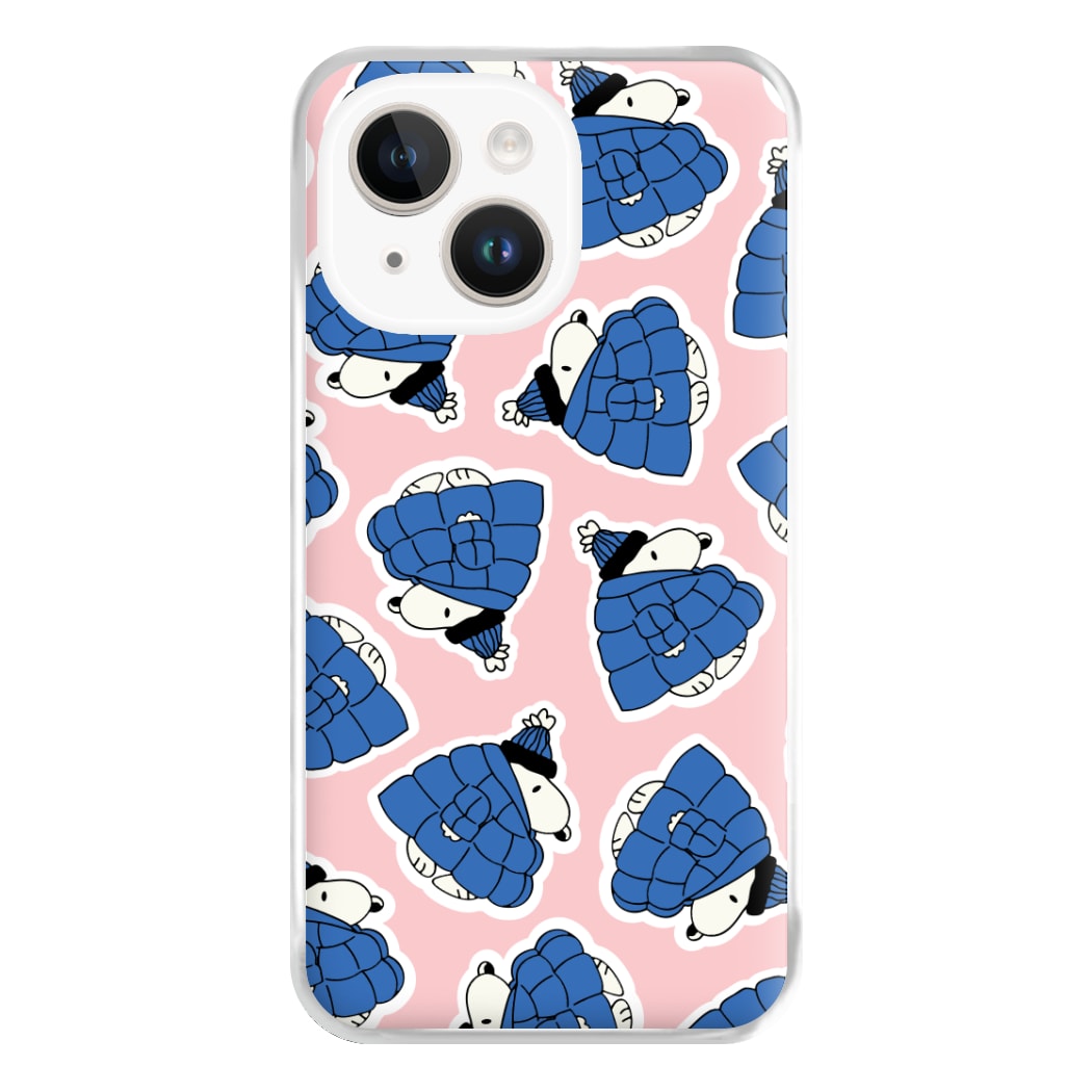 Cartoon Beagle Puffer Jacket Pattern Phone Case for iPhone 14 Plus