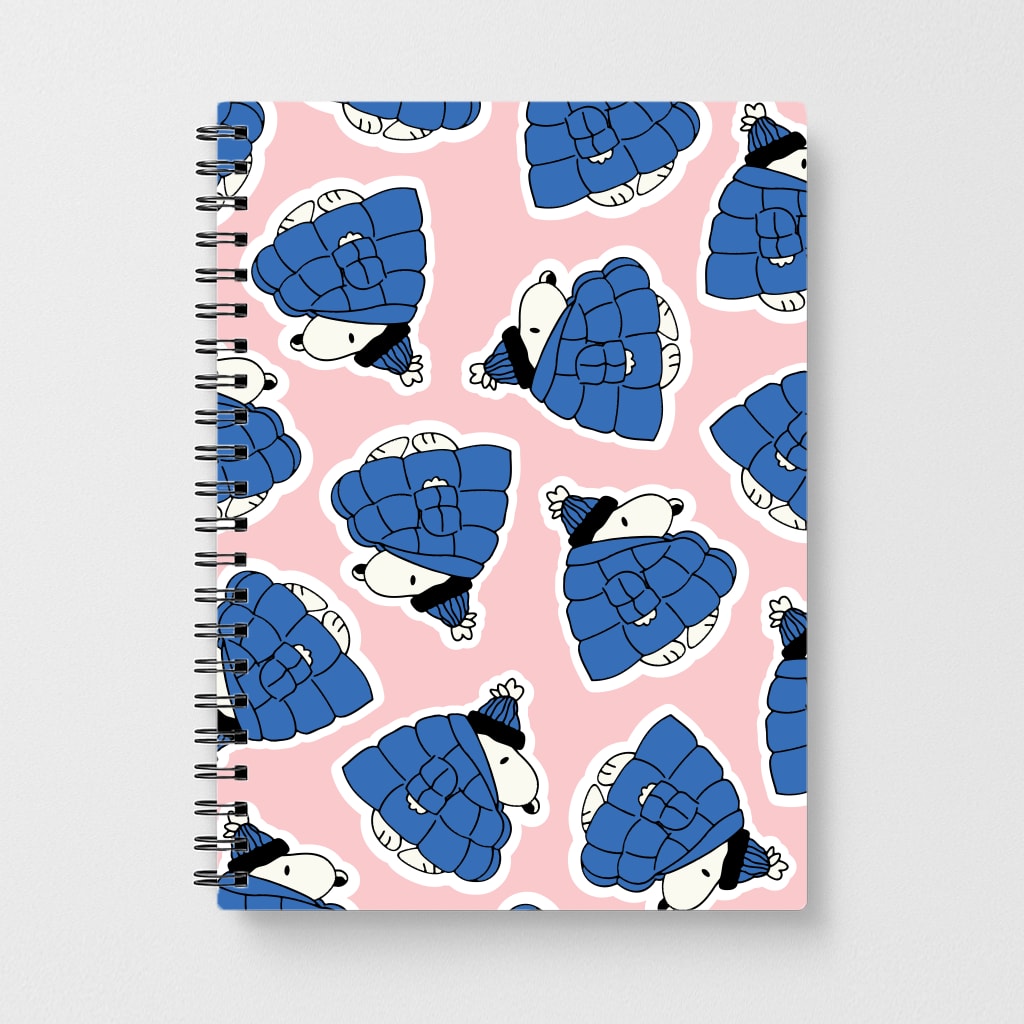 Cartoon Beagle Puffer Jacket Pattern Notebook