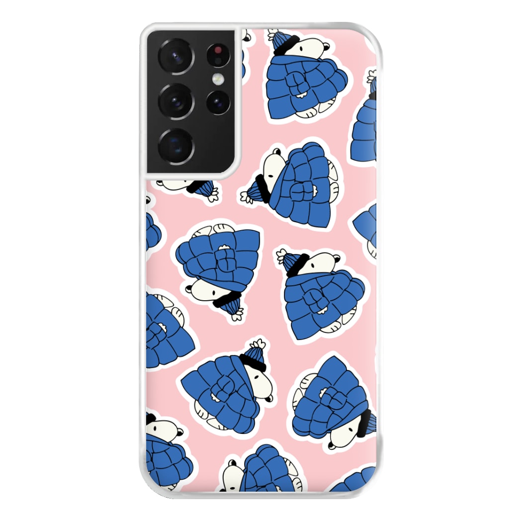 Cartoon Beagle Puffer Jacket Pattern Phone Case for Galaxy S21 Ultra