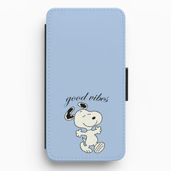 Good Vibes Cartoon Beagle Flip / Wallet Phone Case