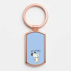 Good Vibes Cartoon Beagle Rose Gold Keyring