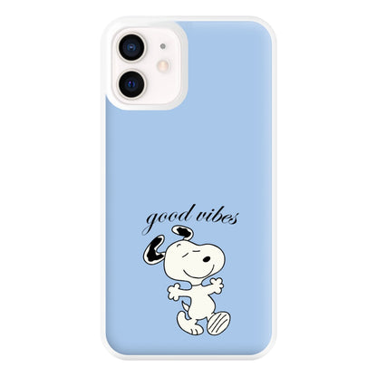 Good Vibes Cartoon Beagle Phone Case for iPhone 13 Mini