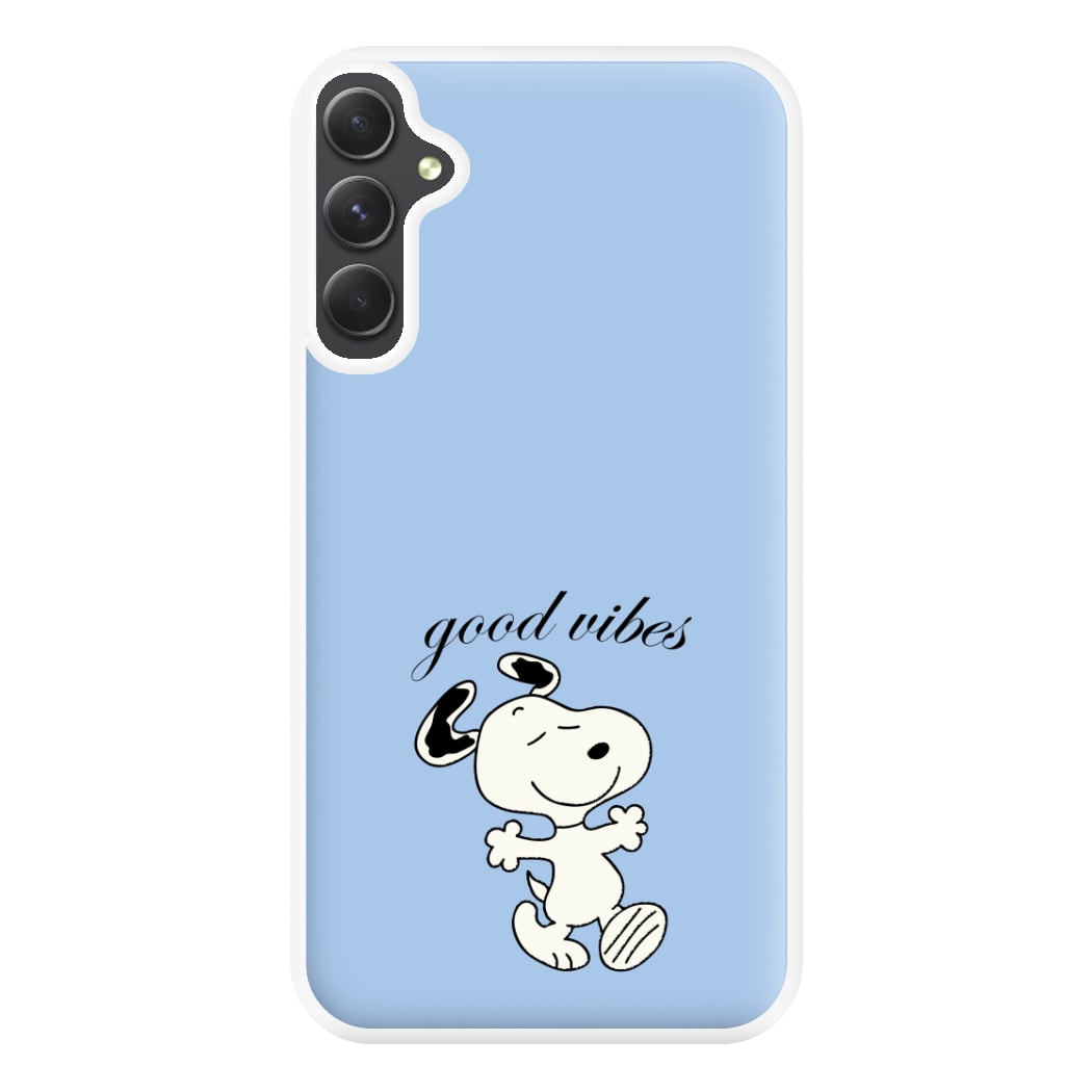 Good Vibes Cartoon Beagle Phone Case for Galaxy A14