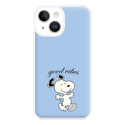 Good Vibes Cartoon Beagle Phone Case for iPhone 14