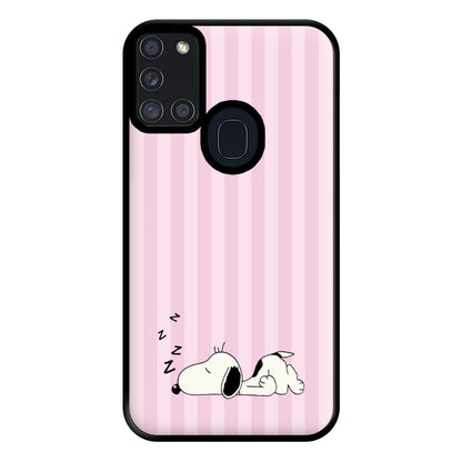 Pastel Stripes Cartoon Beagle Phone Case for Galaxy A21s