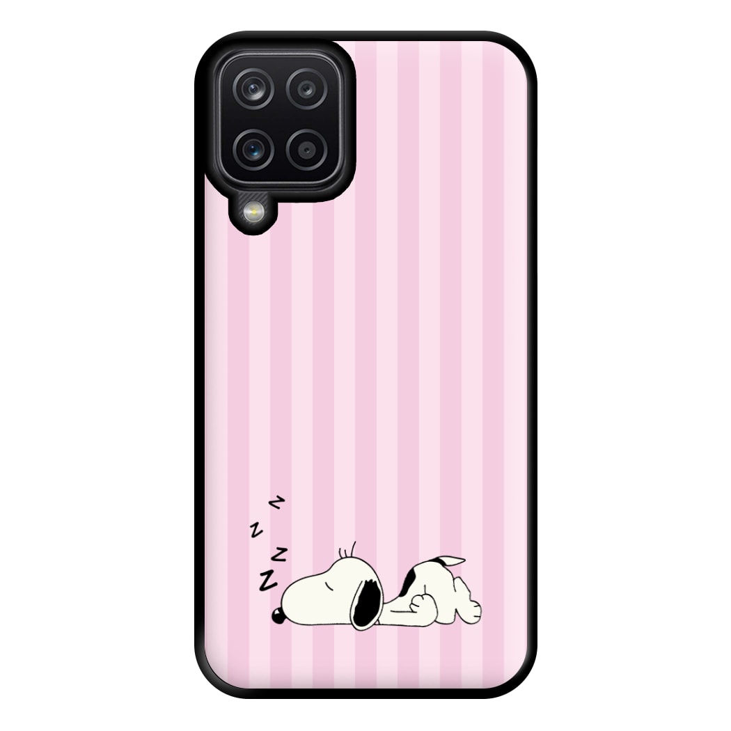 Pastel Stripes Cartoon Beagle Phone Case for Galaxy A12
