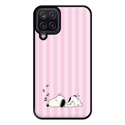Pastel Stripes Cartoon Beagle Phone Case for Galaxy A12