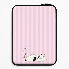 Pastel Stripes Cartoon Beagle Laptop Sleeve