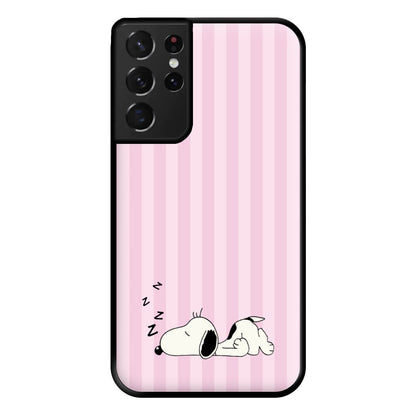 Pastel Stripes Cartoon Beagle Phone Case for Galaxy S21 Ultra