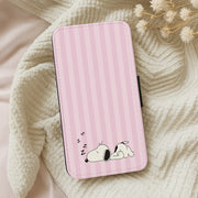 Pastel Stripes Cartoon Beagle Flip / Wallet Phone Case 5