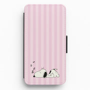 Pastel Stripes Cartoon Beagle Flip / Wallet Phone Case 1